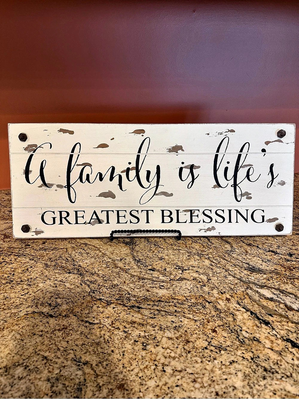 Family Is Life’s Greatest Blessing Rustic Wall Sign White & Brown